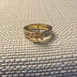 NWOT Tory Burch Kira Pavé Crystal Logo Ring in gold